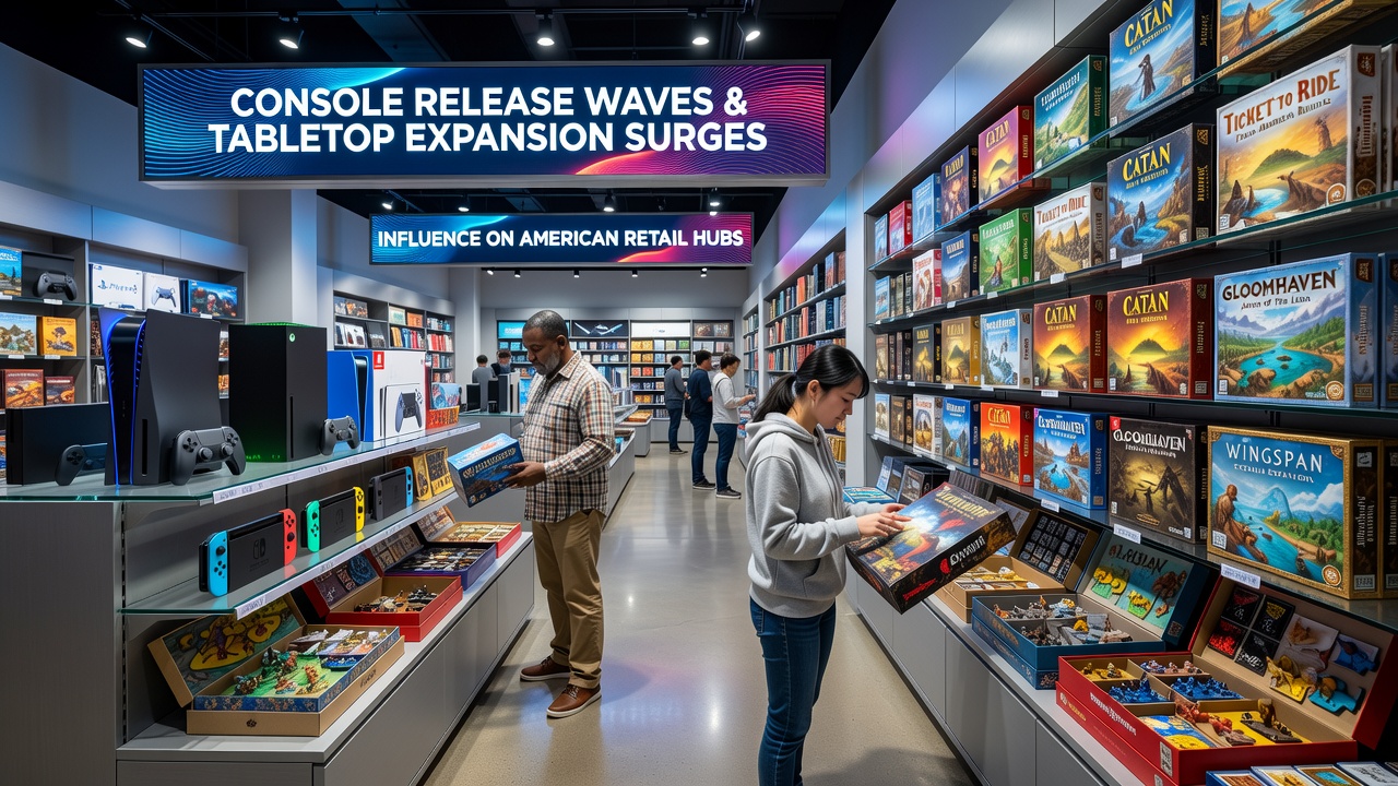 Retail distribution map highlighting order volume changes for tabletop expansions near major console release periods