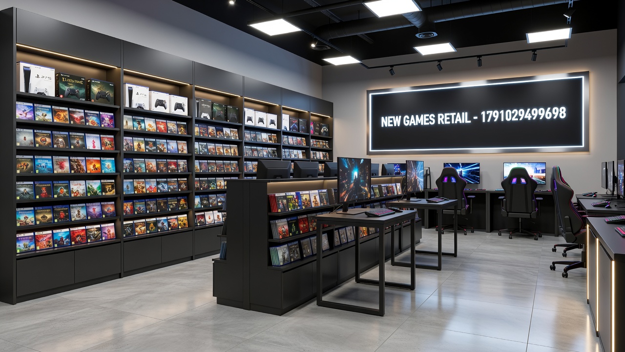 Warehouse workers handling gaming product shipments for retail distribution